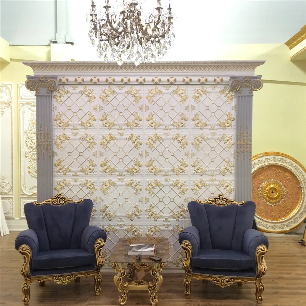 panneau mural décoration maison doré argenté floral baroque durable facile résistant eau