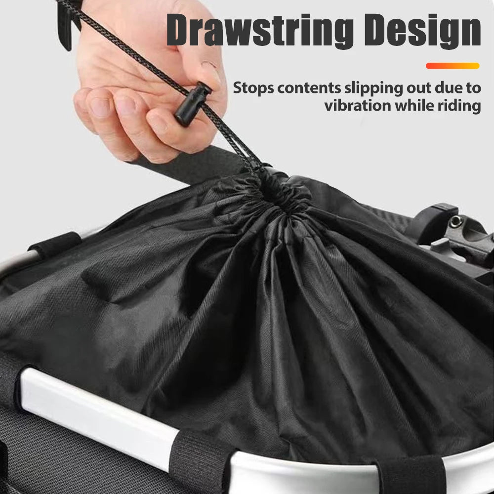 sac guidon vélo étanche tissu oxford noir bandes argentées fixations clips utilitaire