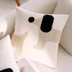 coussins brodés chiens modernes respectueux environnement polyester coton blanc noir orange