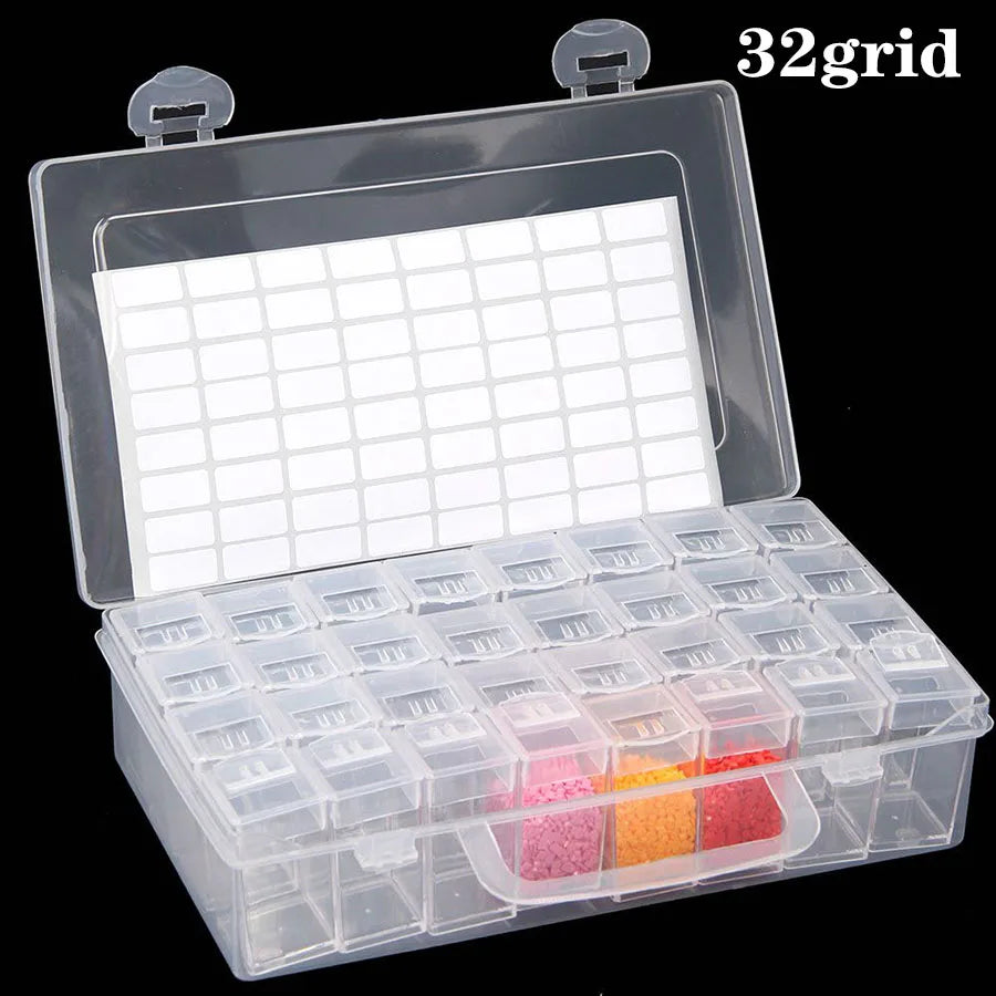 boîtes rangement transparentes 96 compartiments clips latéraux stockage bijoux mosaïque broderie diamants accessoires bricolage