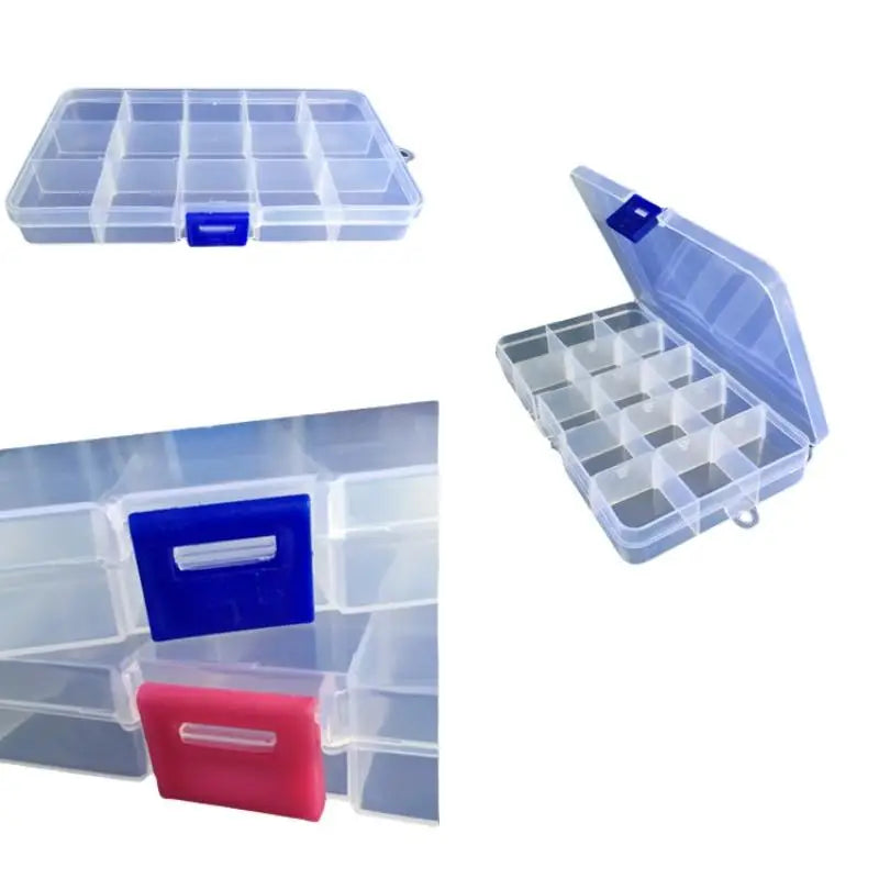 boîte compartiments transparente velours pratique moderne poignées couleurs organisation bijoux pièces vis