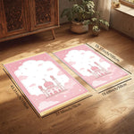 tapis prière islamique rose mosquée nuages étoiles polyester vinyle résistant décoration moderne usage multipleextérieurintérieur
