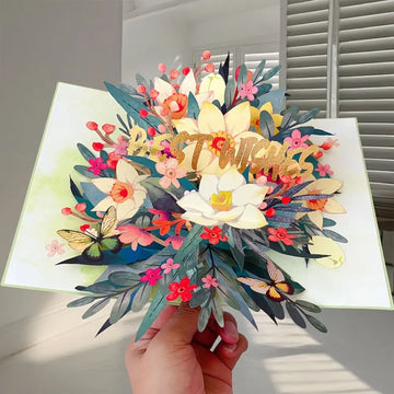 carte vœux pop up 3d fleurs papillons papier coloré artisanale fête mères