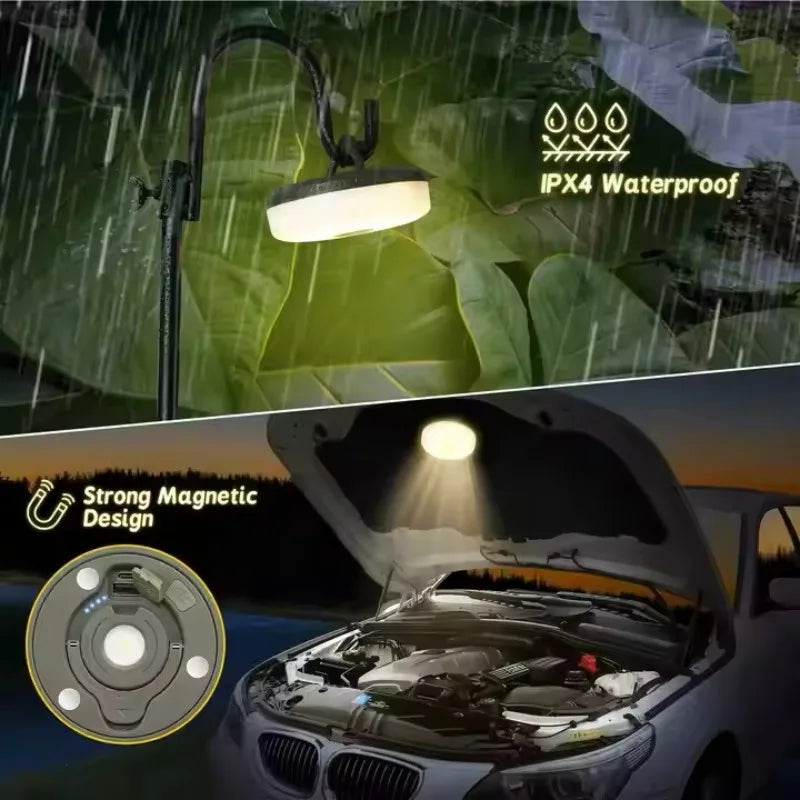 lampe camping led flexible rechargeable aimantée blanc noir multifonctionnelleextérieur chambre tente
