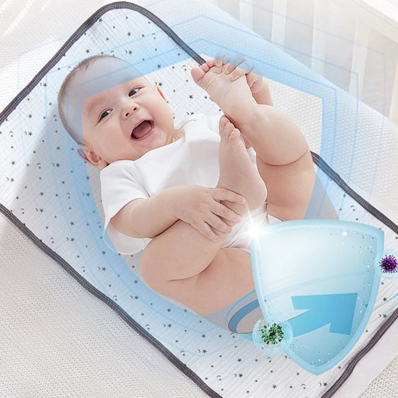 tapis langer bébé doux moderne imprimé léopard ours marron points noirs vert pastel roseclair