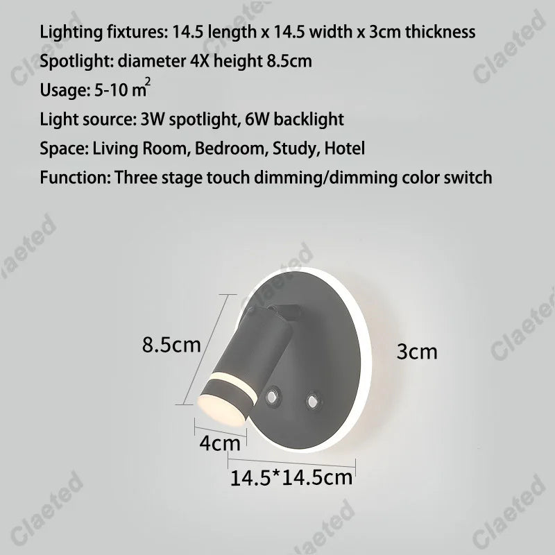 lampe murale moderne noire blanche dorée prise usb charge smartphone interrupteur éclairage chambre cuisine