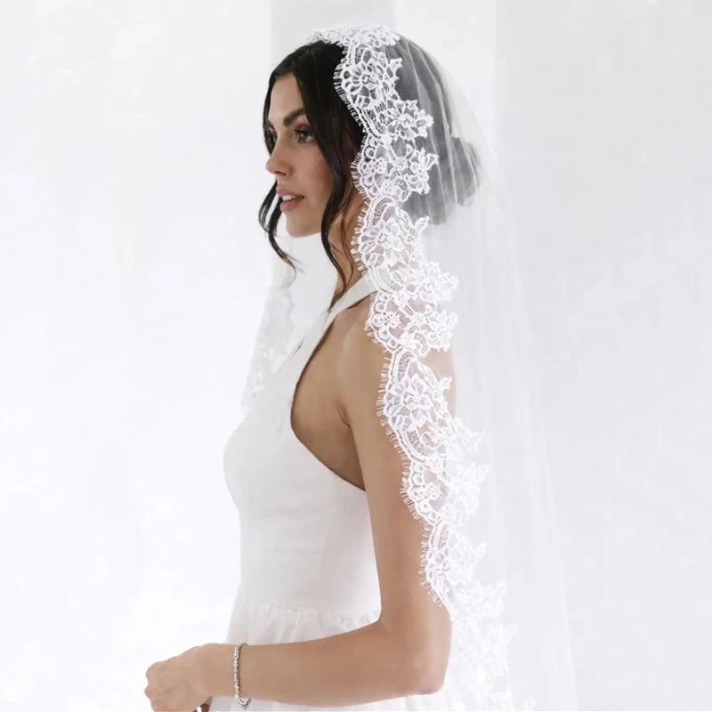 voile mariée blanc dentelle fine classique mariage catholique translucide unique femme adulte espagnol