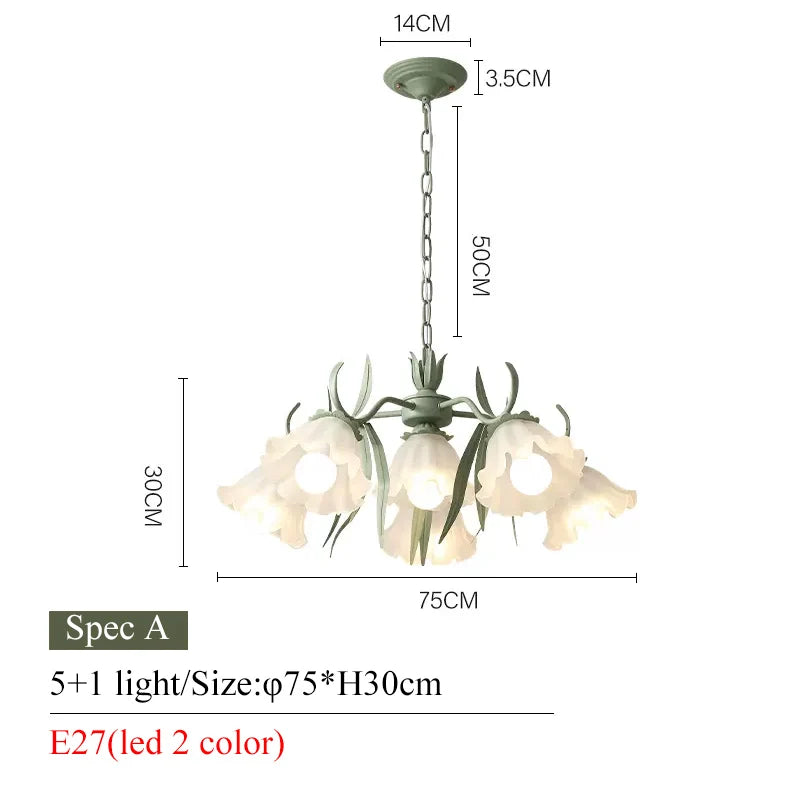 lampe suspendue moderne fleurs vert blanc abat jour verre dépoli led salon chambre