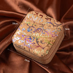 boîte bijoux vintage portable motifs floraux couleurs multiples rangement colliers boucles d'oreilles bracelets