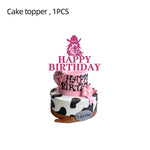 décoration gâteau happy birthday chevaux thème western rouge doré anniversaire enfant festive