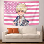 tapisserie moderne rose blanche dessin animé rayures personnage héros drapeau chambre coucher salon