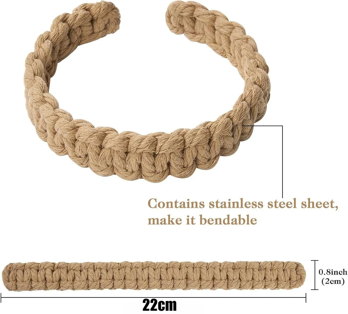 anneaux rideau tissé main rustique opaque beige 16pcs longueur 22cm fixations adhésives chambre