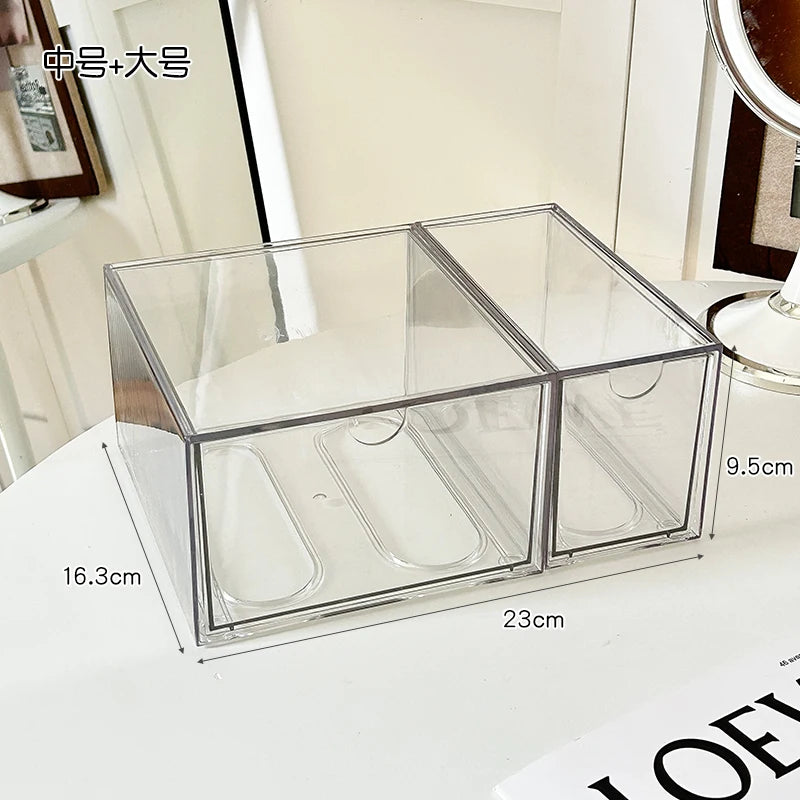 boîte rangement cosmétique transparente acrylique anti poussière tiroirs empilable moderne minimaliste