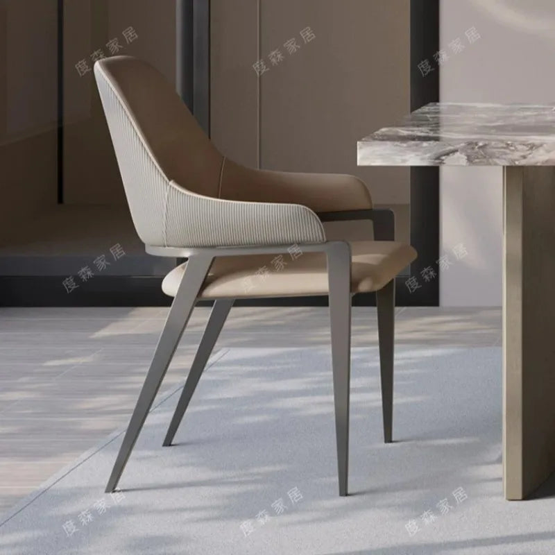 chaise moderne bois métal couleur beige gris confortable adulte salon salle manger minimaliste