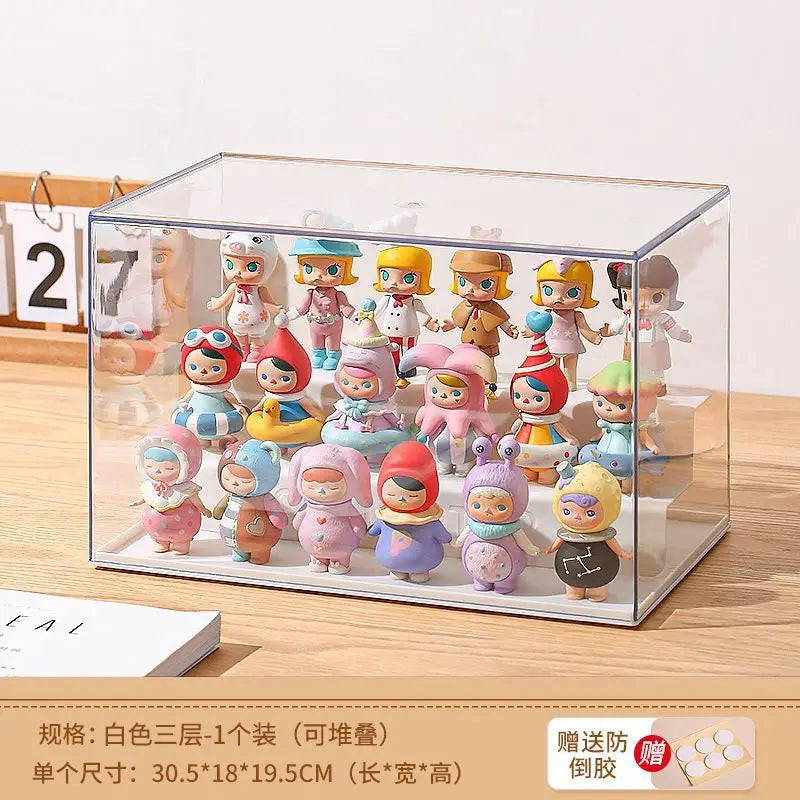 boîte rangement transparente réutilisable moderne organisateur jouets figurines divers cartoon capacité importante anti poussière