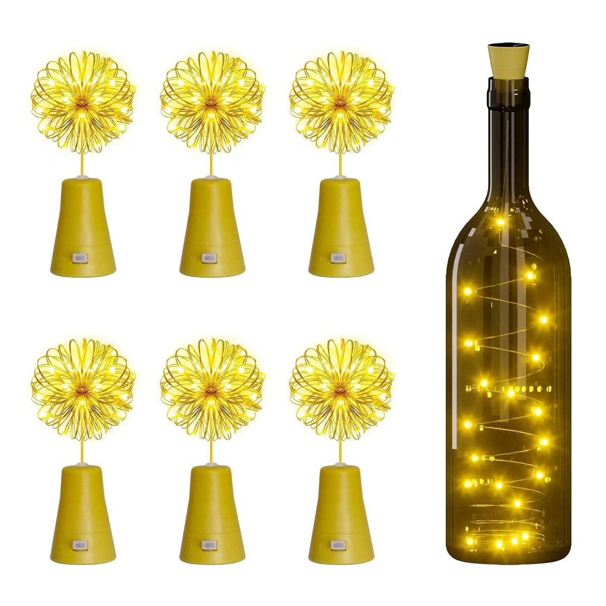 guirlande lumineuse solaire 10 led bouchons bouteille or noir blanc moderneextérieur noël festive