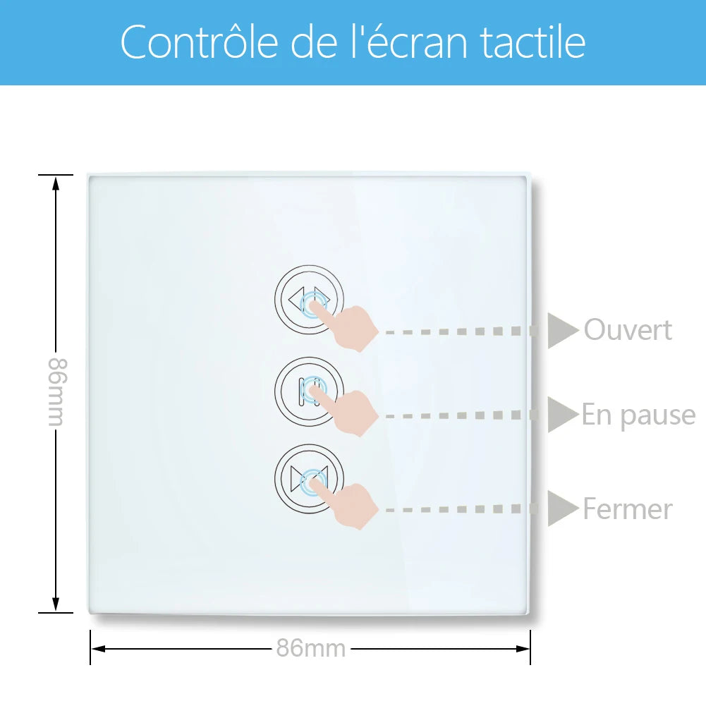 interrupteur intelligent rideau roulant wifi google alexa app smart life blanc moderneécran tactile