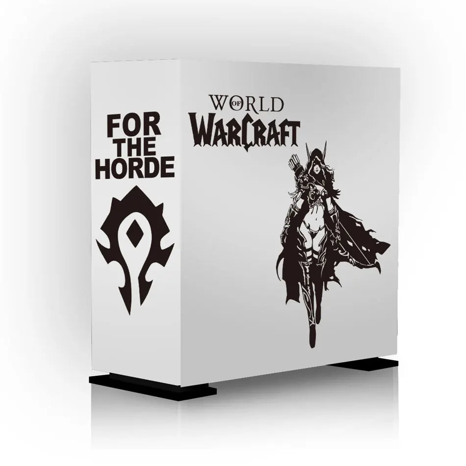 autocollants vinyle decoration graphique world of warcraft noir blanc boitier pc moderne gaming fenetre