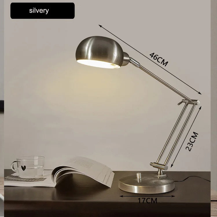 lampe moderne argentée base solide éclairage économie d'énergie chambre coucher pliable rechargeable certifiée