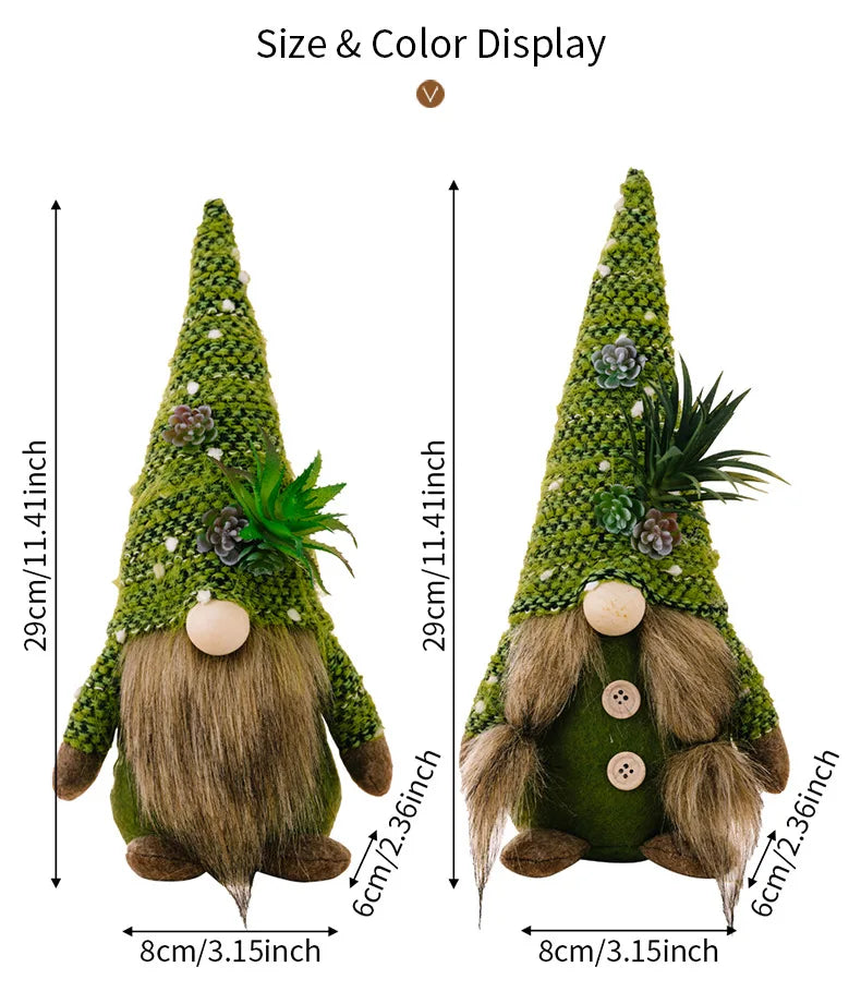 figurine gnome decoratif vert succulentes feuilles artificielles rustique decoration maison botanique chambre erotique rustic
