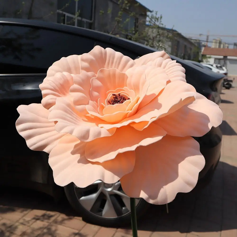 fleurs artificielles grandes décoratives intérieur exposition rose vif pêche violet orange