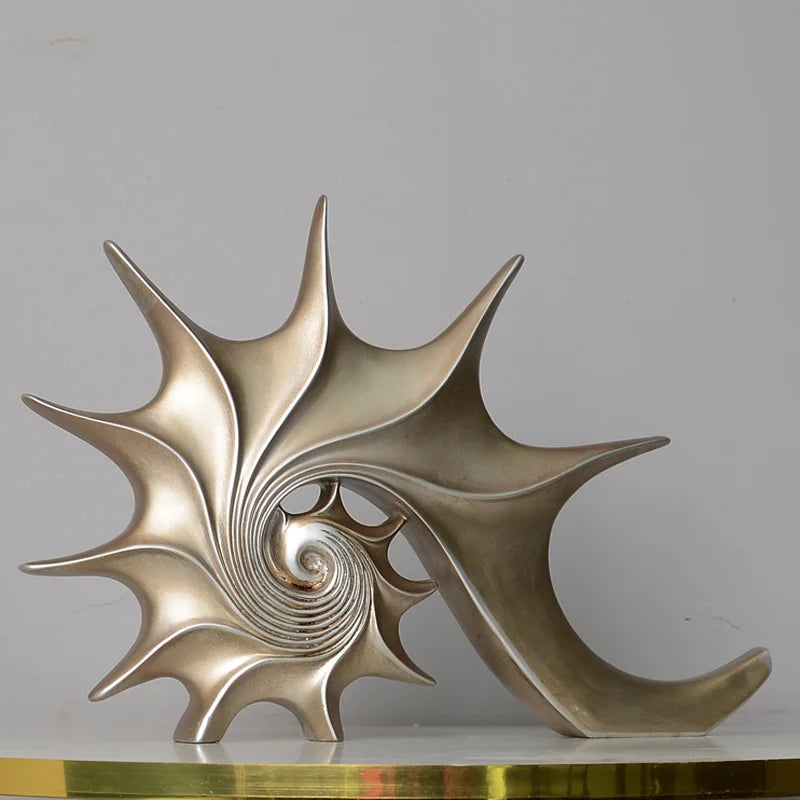 ornement coquillage résine or bronze bleu moderne sculpture décorative chambre salon