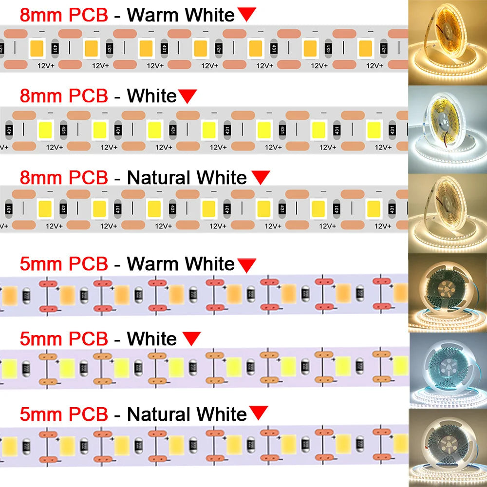ruban led flexible 120 leds 12v 24v blanc jaune gris adhésif moderne