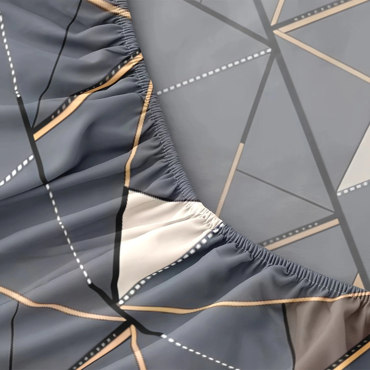 draps coton gris moderne housse lit élastique triangle beige noir doux minimaliste