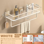 étagères salle bain blanc modernes adhésives rangement produits toilette serviettes brosse dents aluminium acrylic