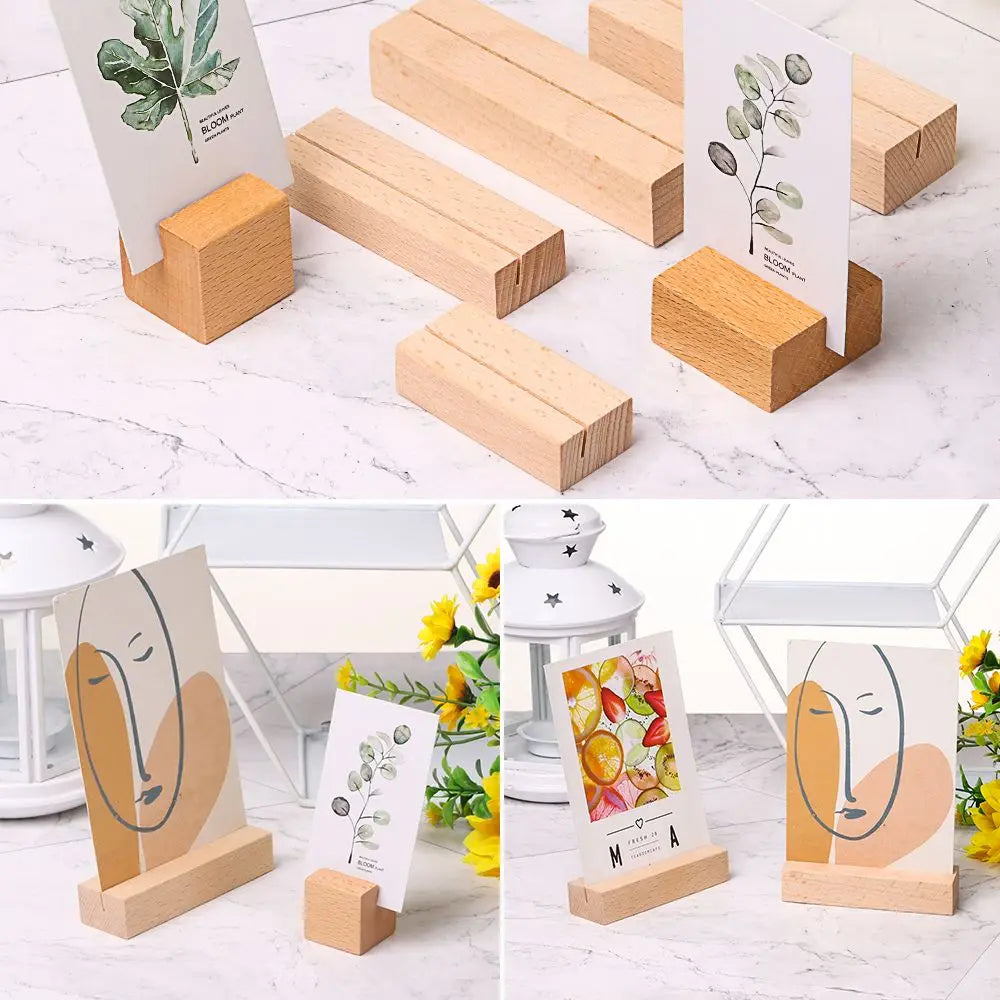 support photo bois naturel pinces cartes table numbers holder minimaliste bleu