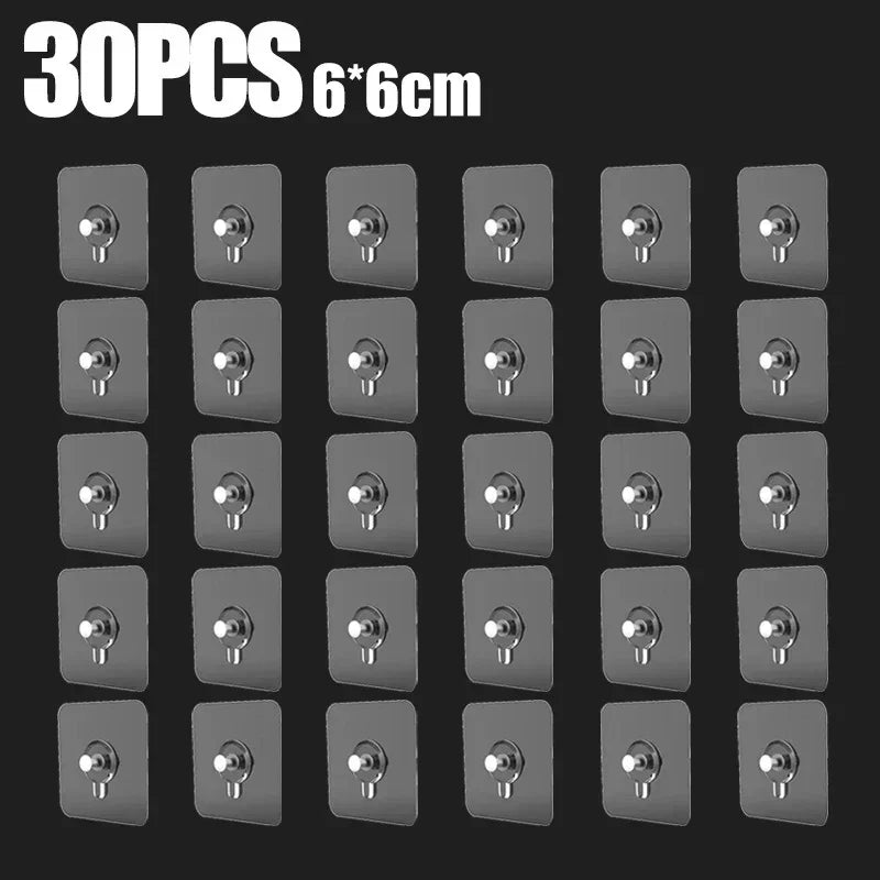 porte objets adhésifs transparents modernes poignées métalliques 60mm 60mm pack