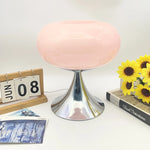 lampe table moderne verre opalescent couleurs vives vert orange rose jaune base métallique prise
