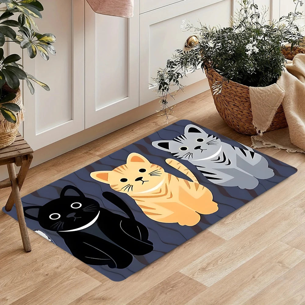 tapis moderne chatons dessin animé anti bactéries antidérapant résistant rides 30x50cm 40x60cm 50x80cm salon