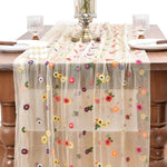 chimene table transparente brodée fleurs colorées rose blanc déco mariage festive