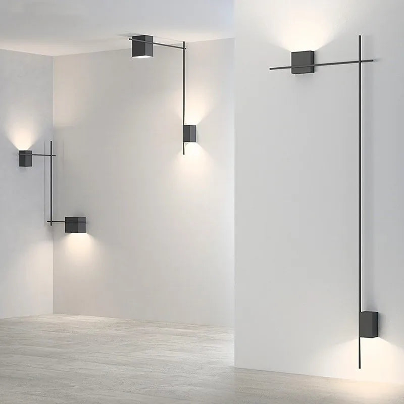 applique murale moderne noire fixée mur éclairage quotidien cuisine chambre coucher minimaliste