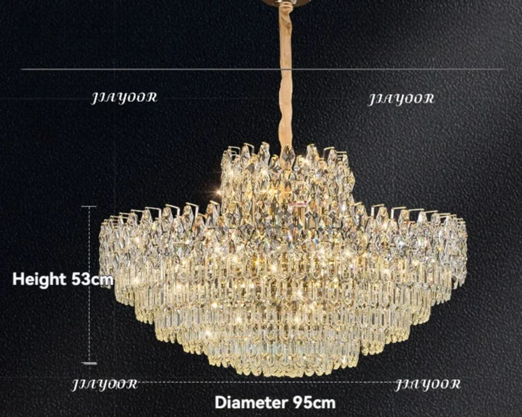 lustre led cristal transparent doré crochets classique salon chambre cuisine