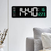 Horloge murale numérique LED 16 pouces avec température, date et alarme double - Décoration moderne