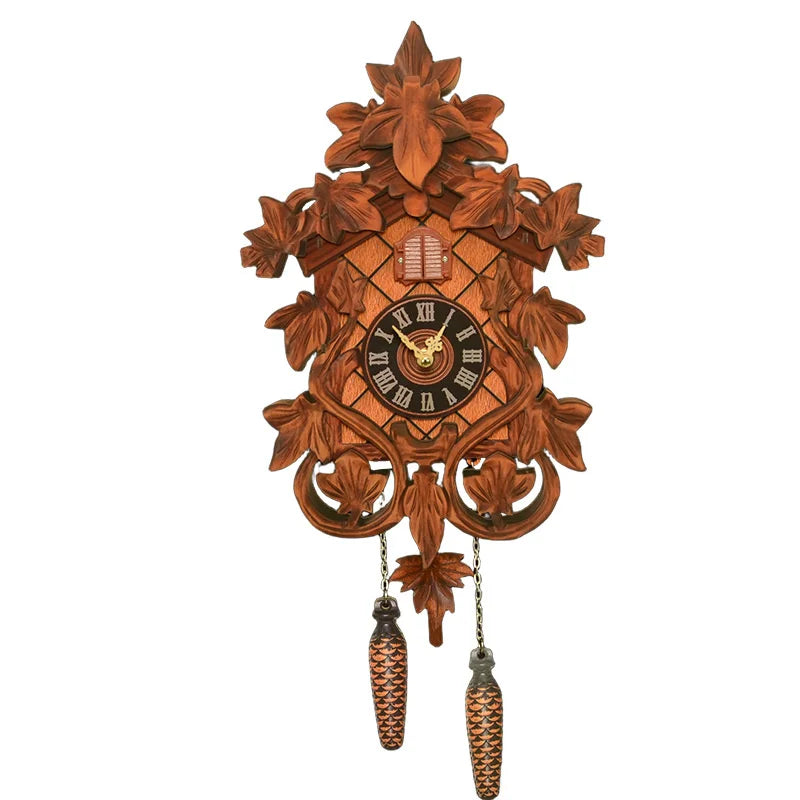 horloge coucou murale rustique bois sculpté figurines animales salon chambre coucher