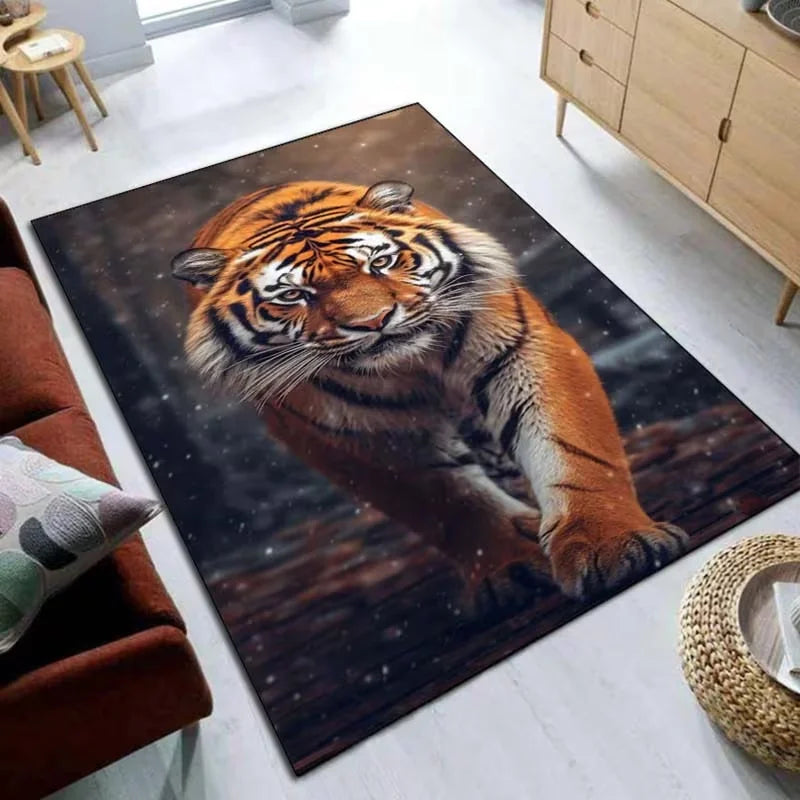 tapis moderne tigre polyester polypropylène orange noir blanc vert beige floral salon chambre prièreextérieur