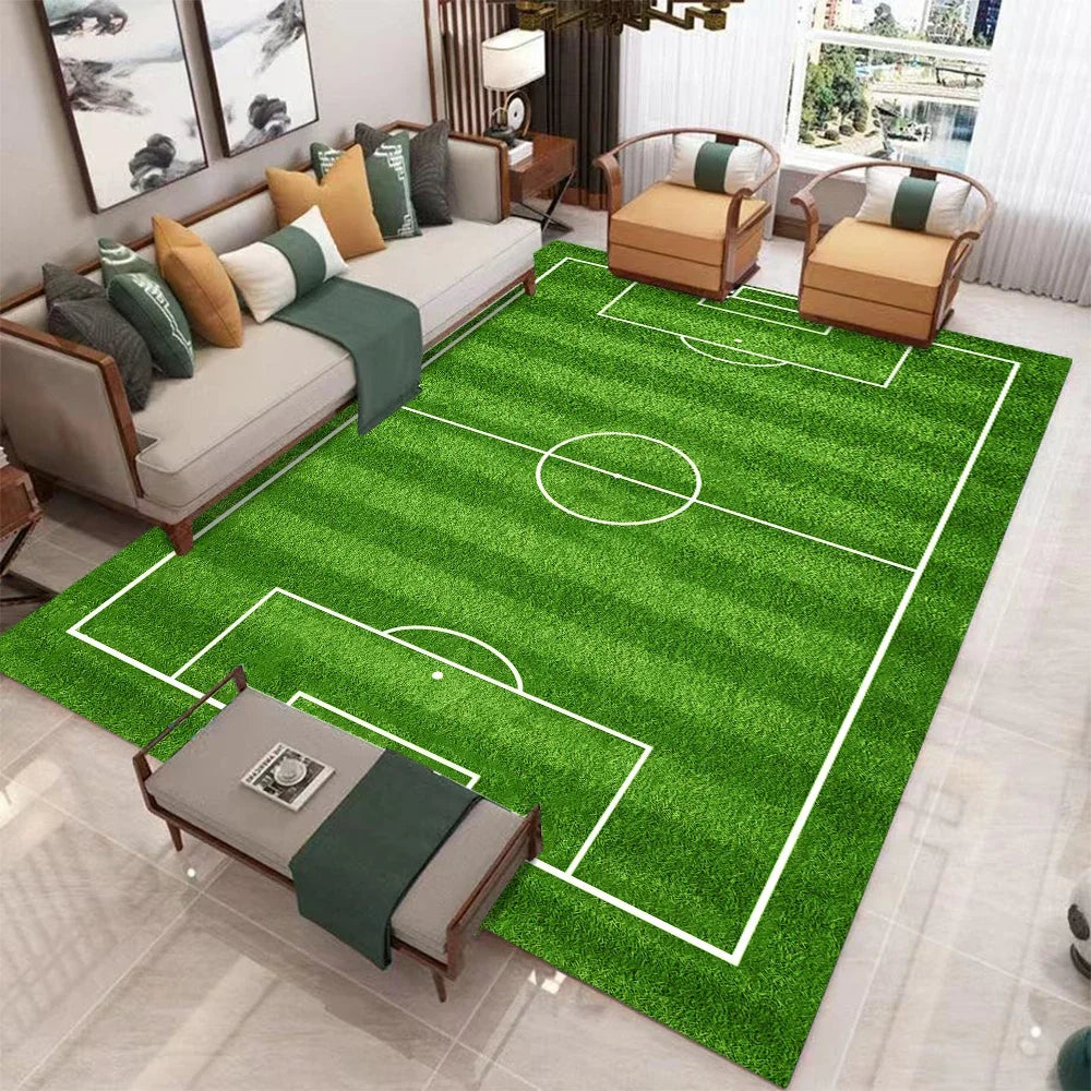 tapis sportif moderne football basket vert blanc rouge adhésif salon chambre