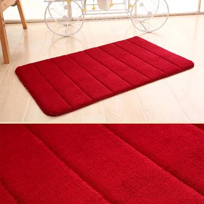 tapis antidérapant mousse mémoire forme absorption eau moderne uni doux vert rouge rose marron