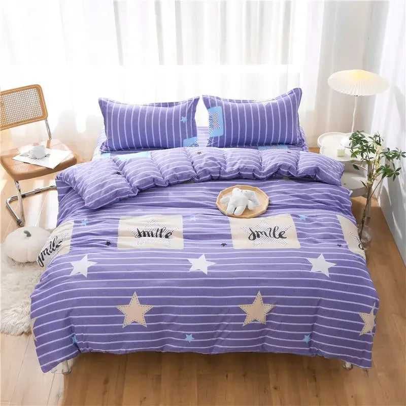 housse couette ensemble literie coton polyester motif fleurs ours moderne 150x200cm blanc
