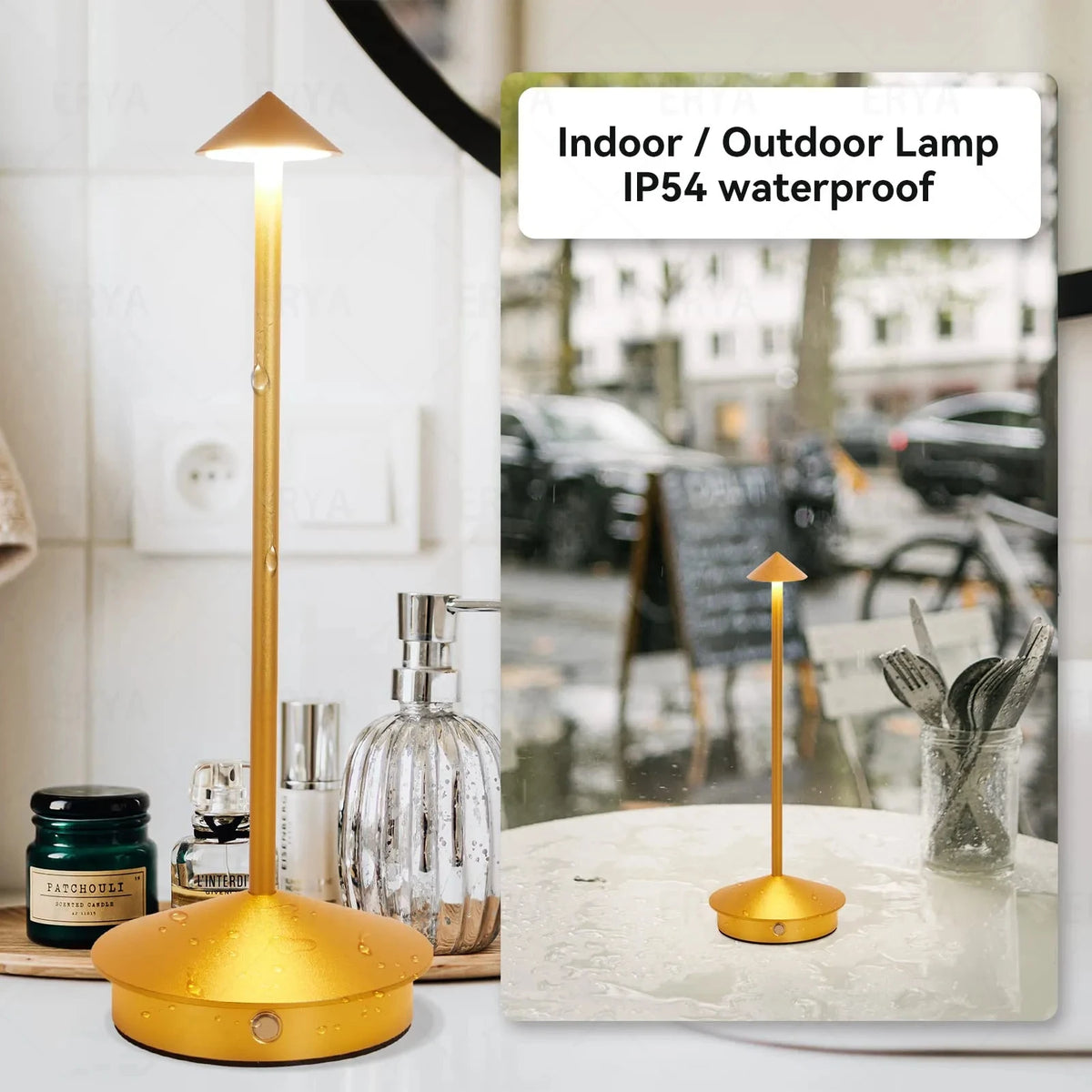 lampe table or blanc noir interrupteur tactile charge type base antidérapante moderne