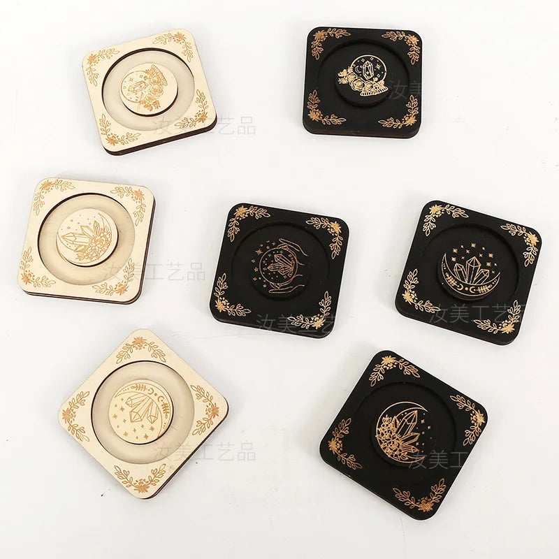 présentoir bois décoratif bohème étoiles lune bracelets marron doré spiritualité