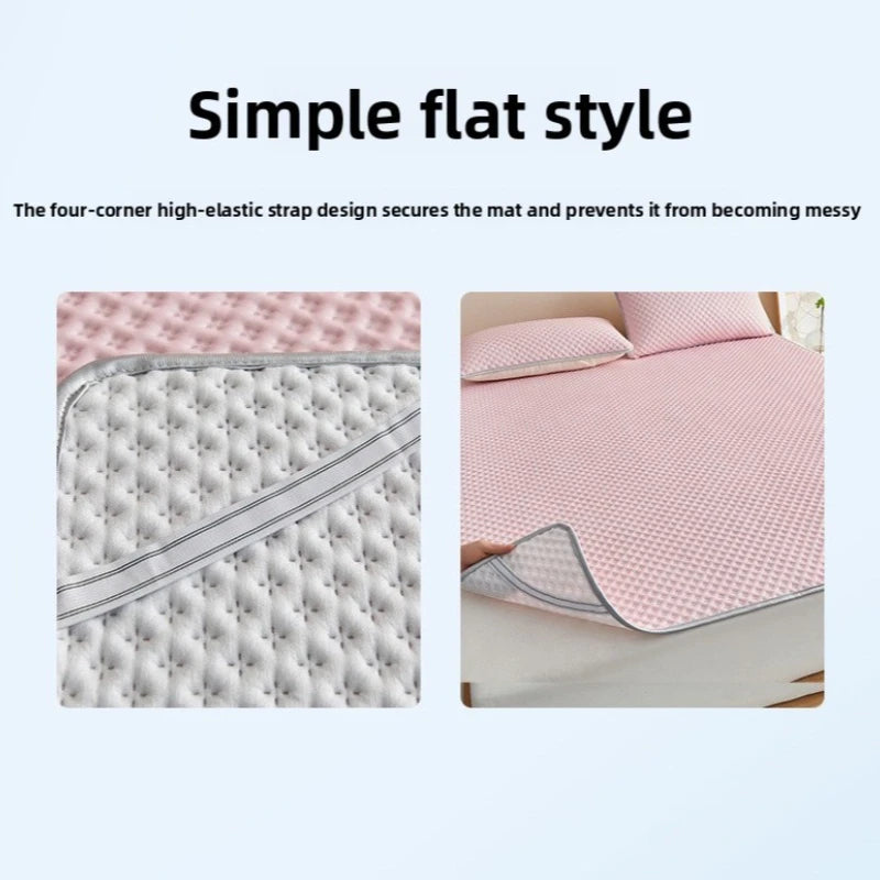 tapis sol moderne bleu rose gris géométrique petits points opaque simple ruban élastique