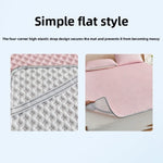 tapis sol moderne bleu rose gris géométrique petits points opaque simple ruban élastique