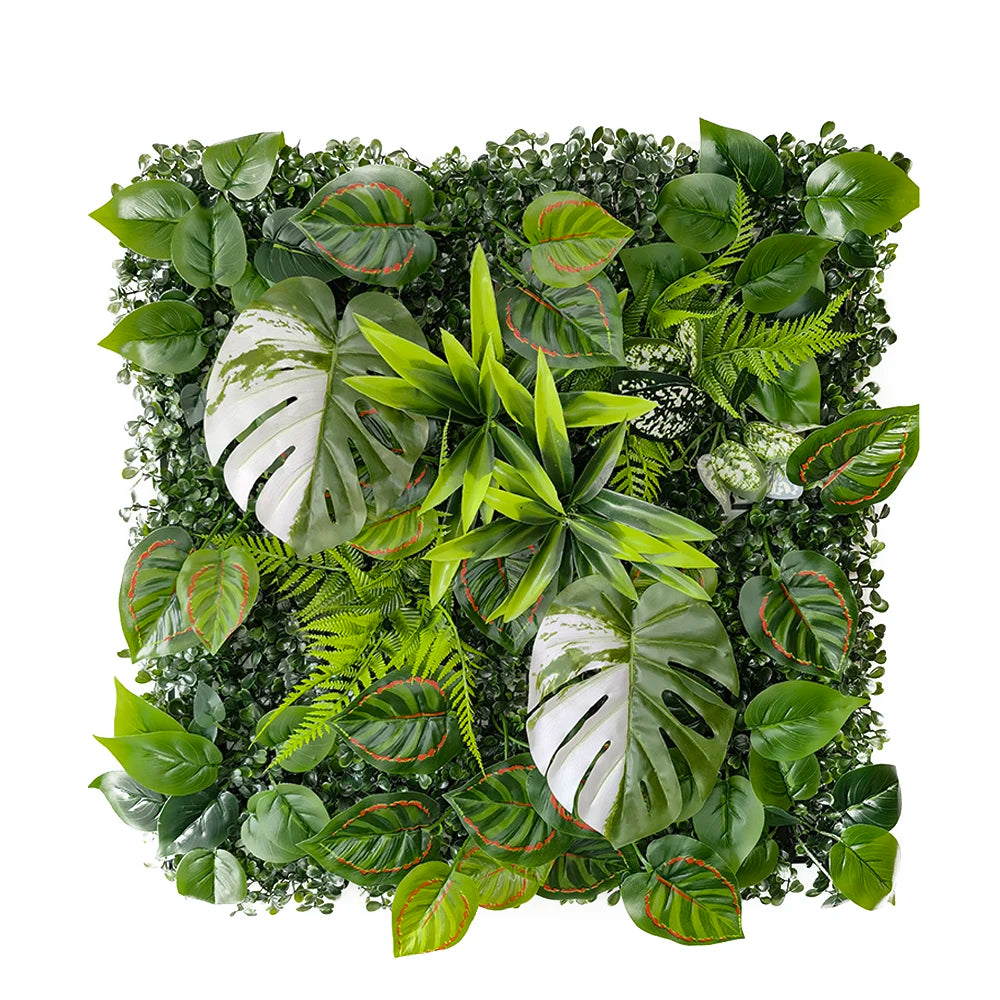 plantes artificielles herbe feuilles vertes rouge naturel decoration exterieur accrochable variées veines rouges
