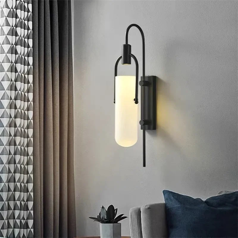 applique murale led moderne or noir blanc contemporaine minimaliste fixée mur abatjour verre opaque