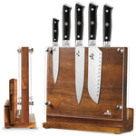 Porte-couteau magnétique double face en bois avec bouclier acrylique transparent