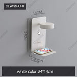 lampe murale moderne noire blanche tablette prise électrique câble charge contrôle